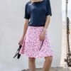 Ladies Marble Printed Skirt -Denim Dreams Store TQ94556PINK