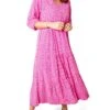 Ladies Marina Tiered Dress -Denim Dreams Store TQ95122FUCHSIA