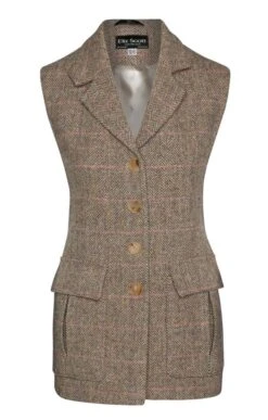 Ladies Harris Tweed Betty Gilet -Denim Dreams Store TR00775BEIGEPINK 2