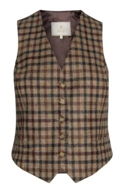 Ladies Tweed Dress Waistcoat -Denim Dreams Store TR40211BROWNWHEATGC 2