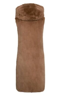 Ladies Faux Fur Long Hooded Waistcoat -Denim Dreams Store TS00302VICUNA 2