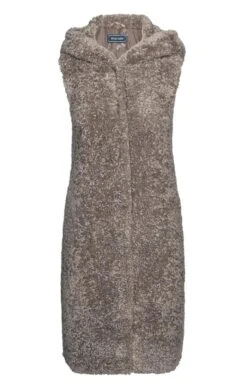 Ladies Long Hooded Boucle Waistcoat