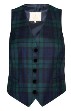 Ladies Tartan Dress Waistcoat -Denim Dreams Store TS12304BLACKWATCH 1
