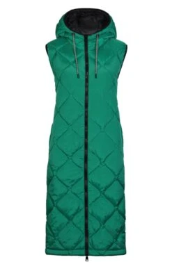 Ladies Very Long Hooded Quilted Waistcoat