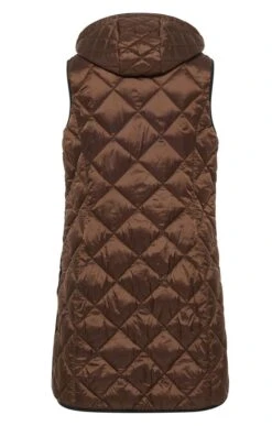 Ladies Long Hooded Quilted Gilet 9 Ladies Long Hooded Quilted Gilet -Denim Dreams Store TS23363BROWN 1