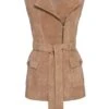 Ladies Tie Suede Waistcoat -Denim Dreams Store TS31671BEIGE