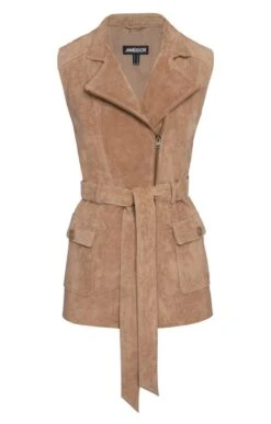 Ladies Tie Suede Waistcoat
