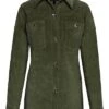Ladies Suede Overshirt -Denim Dreams Store TS31672OLIVE