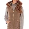 Ladies Fur Trim Hooded Gilet 2 Ladies Fur Trim Hooded Gilet -Denim Dreams Store TS89036SAGE