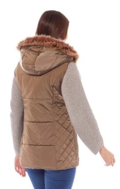 Ladies Fur Trim Hooded Gilet -Denim Dreams Store TS89036SAGE 1