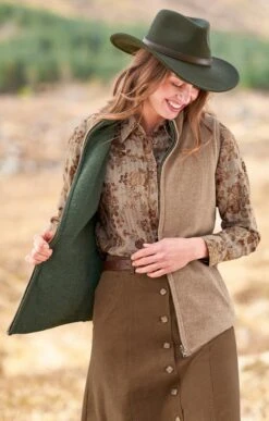 Ladies Lambswool Reversible Gilet -Denim Dreams Store TT00922TWEEDGREENFIFESTONE 1