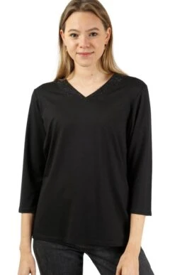 Ladies Sequin V Neck