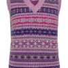 Ladies Fairisle V-Neck Slip Over -Denim Dreams Store TT55550HEATHERROSE