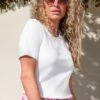 Ladies Plain Short Sleeve Crew Neck -Denim Dreams Store TW00607WHITE